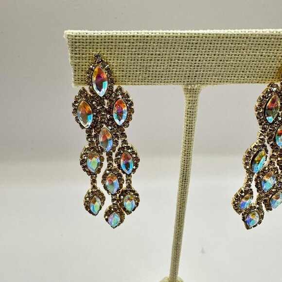 Rhinestone Bridal Crystal Dangled Drop Earrings - Picture 3 of 5